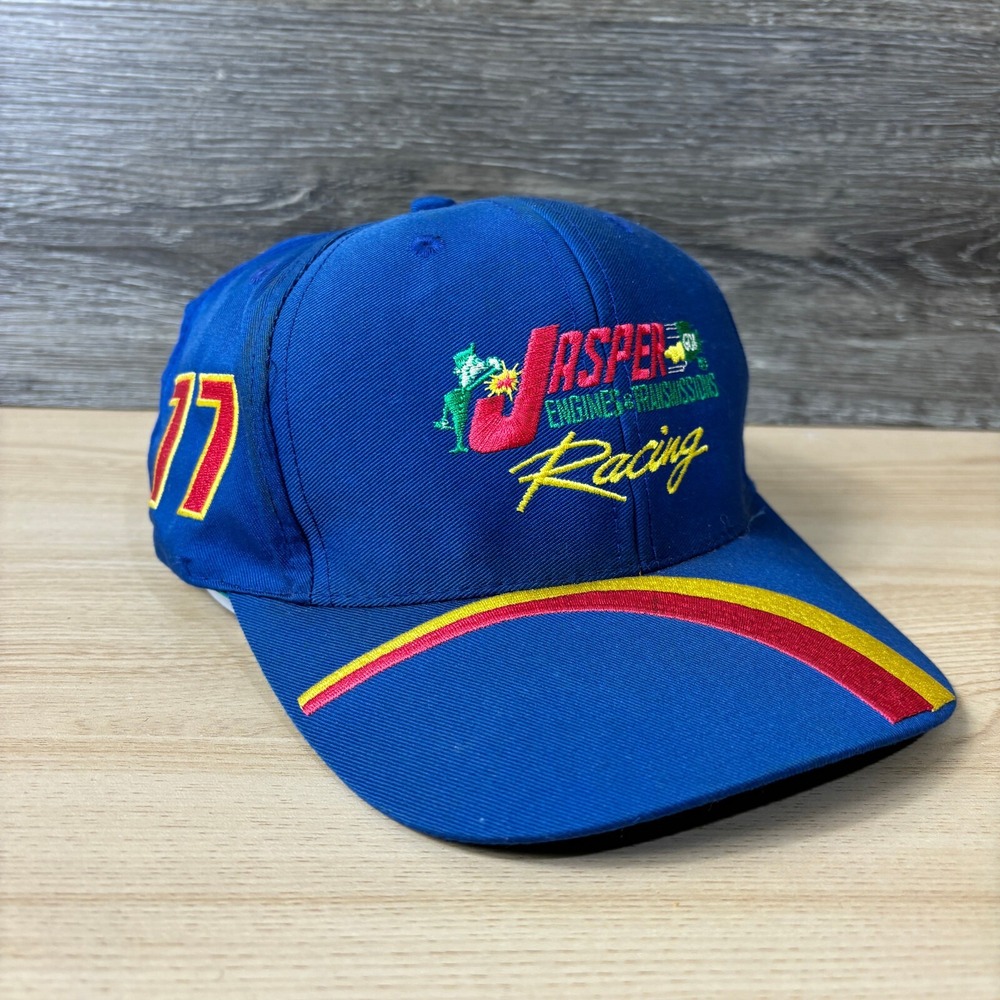 Vintage Jasper Engines & Transmissions Hat Cap Snap Back Blue Racing 77